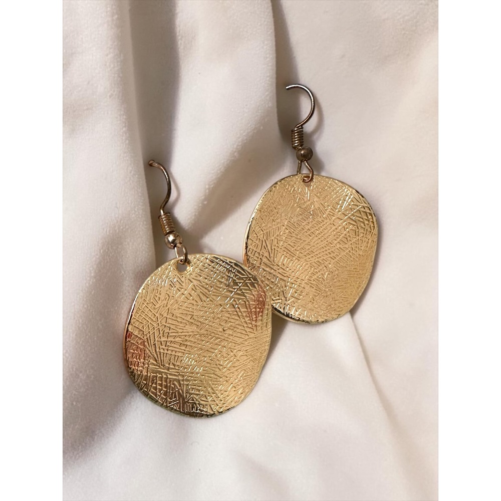Unbranded Gold Disc Earrings Womens OS Gold Textured Round Drop Boho Minimalist